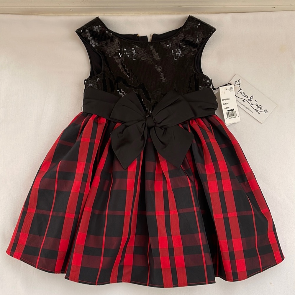 Pippa & Julie Sequin & Plaid Dress Baby Size - 18/24 Months Brand New With Tags.